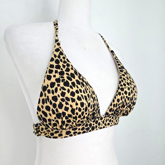 Victoria's Secret The Plunge Halter Cheetah Push Up SEXY BIkini Top Women Size S - Picture 2 of 6